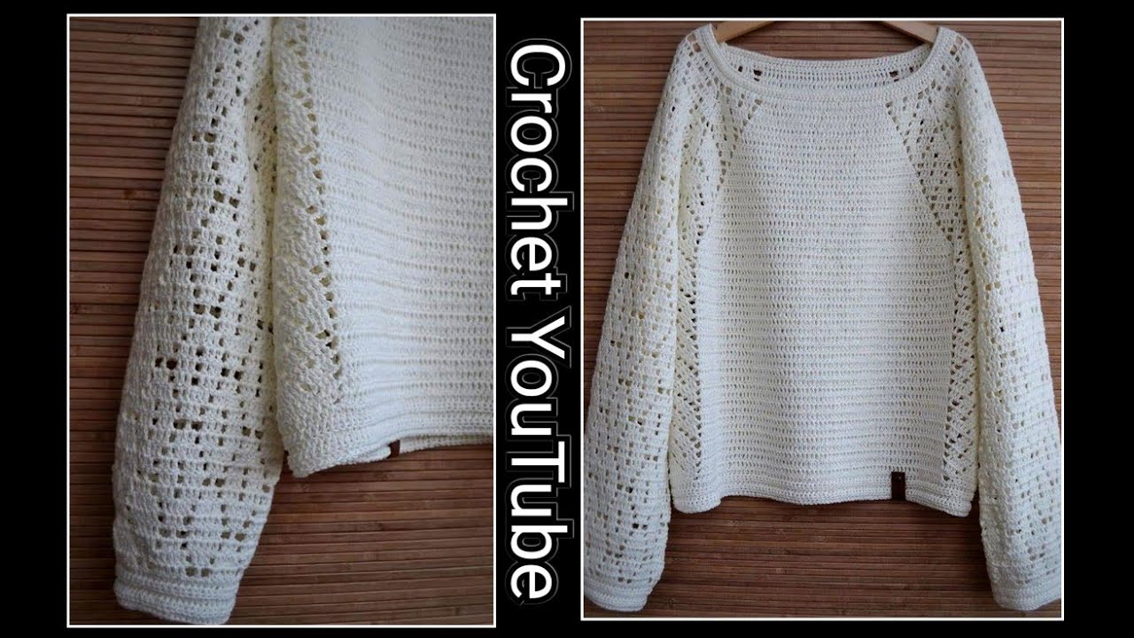 بلوزة كروشية بأكمام فيليه الجزء الأول 👆 Simple crochet blouse Part 1 / قناة كروشية يوتيوب