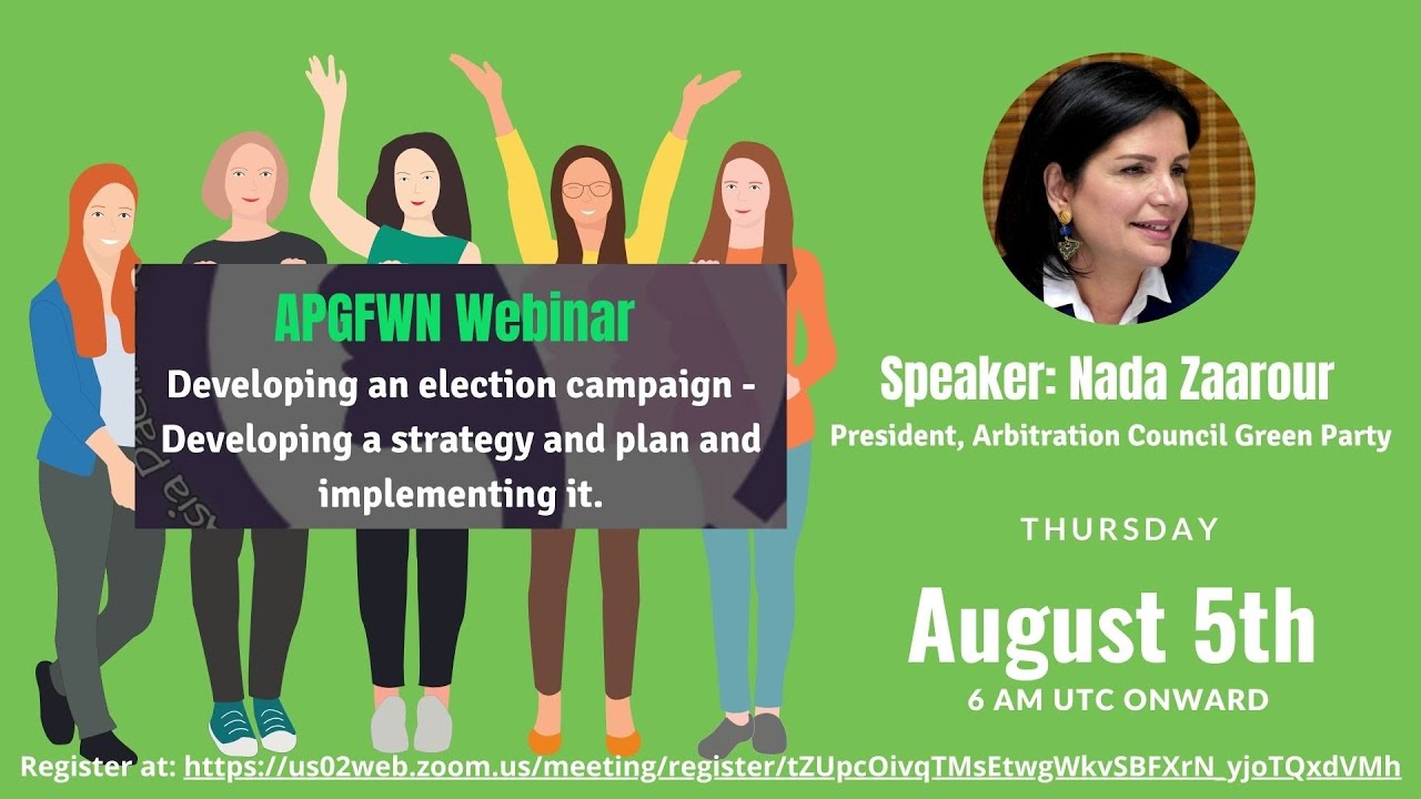 Developing an election campaign, strategy, and plan and implementing it - APGFWN webinar