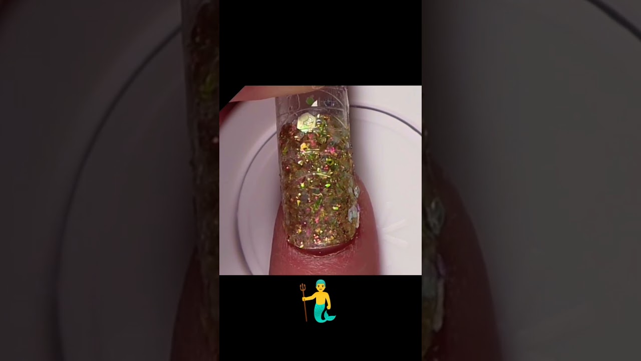 Easy Polygel Nails with GOLD MERMAID Glitter Mix!! 🧜&zwj;♂️💅