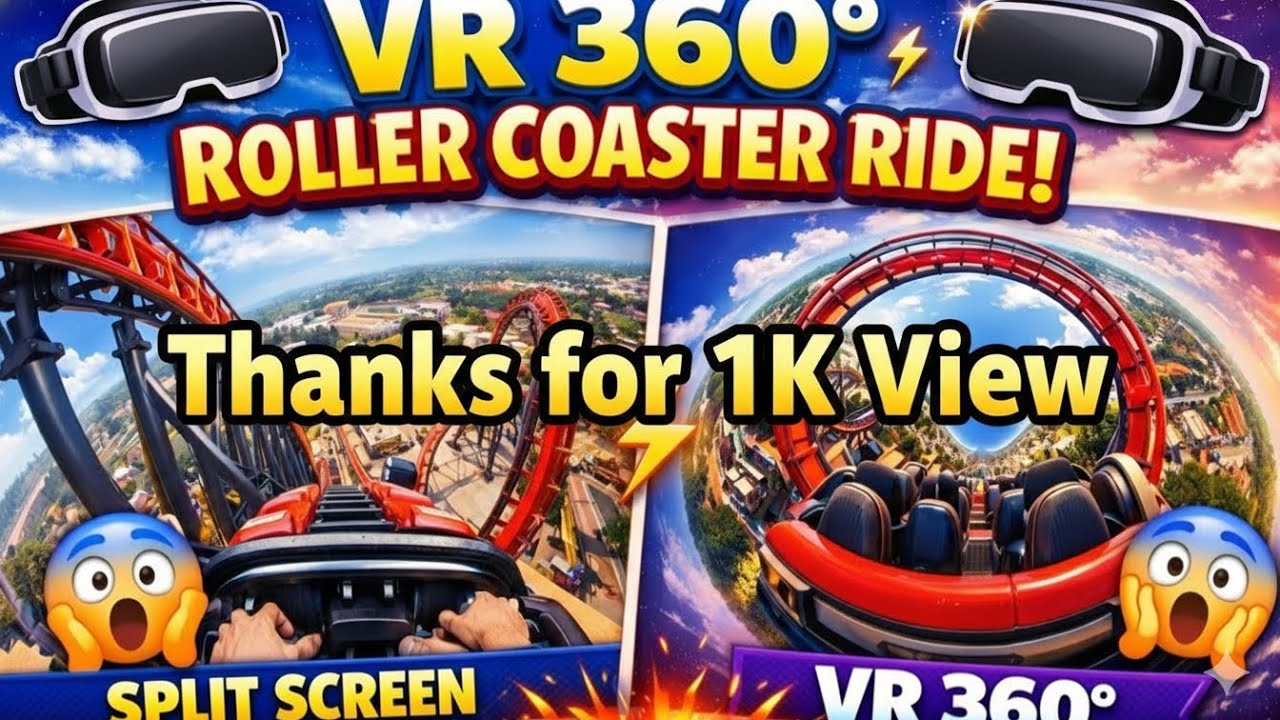 VR 360° Roller Coaster Ride 🎢 | Split Screen Virtual Reality Experience 😱