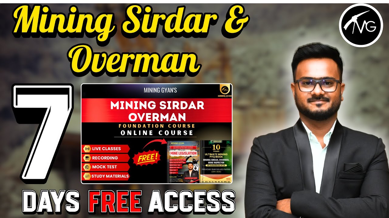Mining Sirdar & Overman Exam Preparation | Foundation Course Online | FREE for 7 Days | Mining Gyan