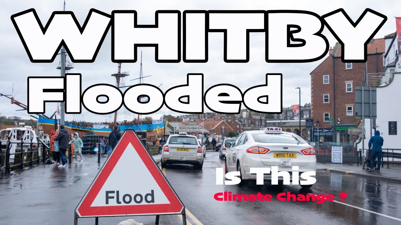 Whitby Weather - Town Flooded - Storm Pierrick - 4K April 2024