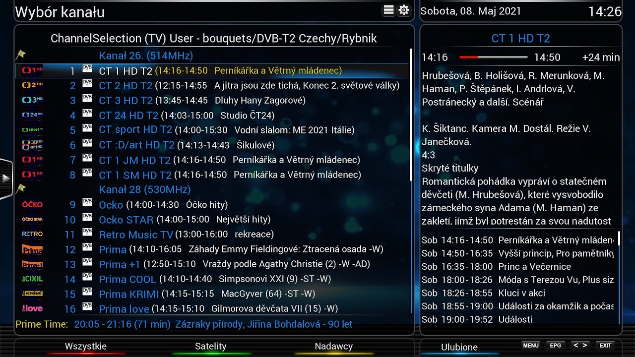 Zapping kanałów TV/Radio DVB-T/T2 Czechy na Górnym Śląsku (Rybnik) Kanał 26, 28, 31 (08.05.2021)