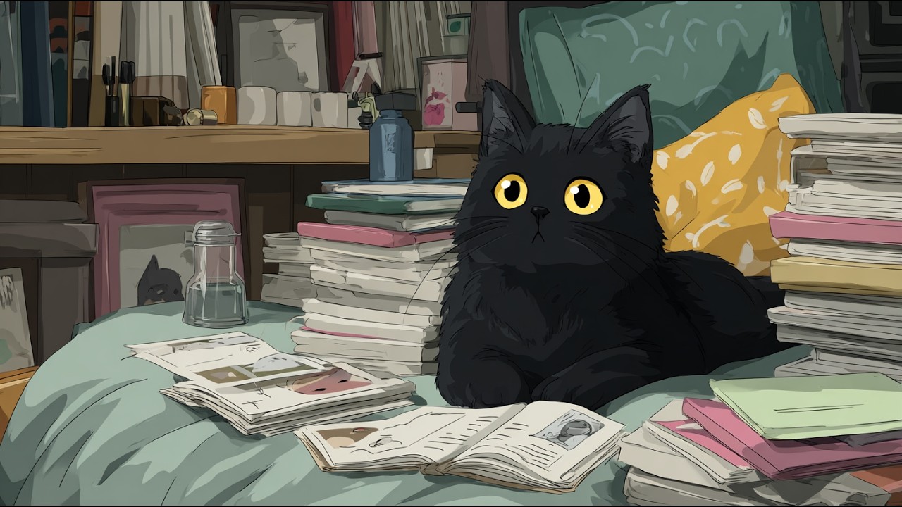 1 Hour of Cozy Lofi Hip Hop 🐈‍⬛ Relaxing Beats to Study and Chill | blackcatwav