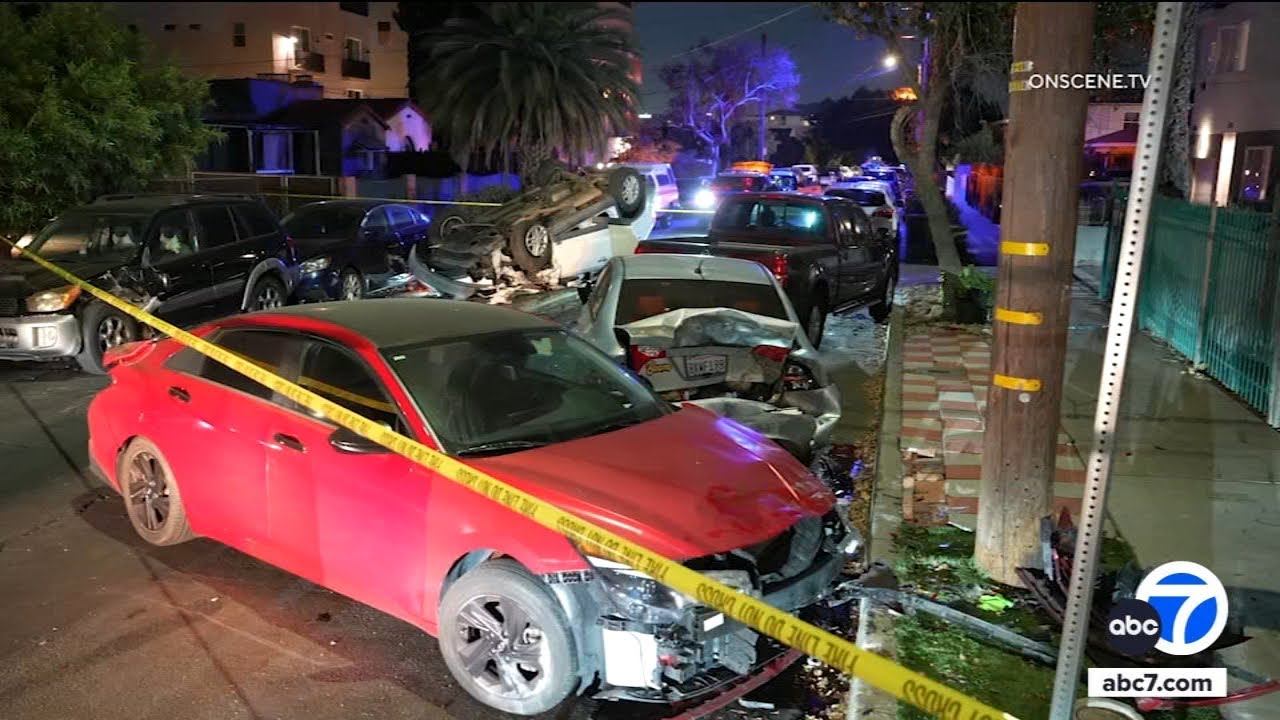Driver slams into several parked cars in North Hollywood, police say