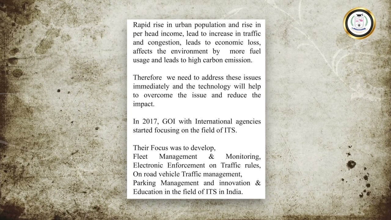 Intelligent Transportation System - Dr. SampathKumar