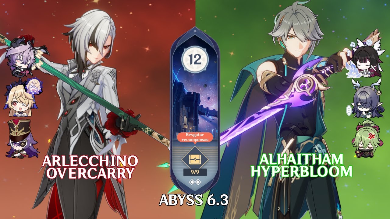 C0 Arlecchino Overcarry & C0 Alhaitham Hyperbloom | Genshin Impact Abyss 6.3 Floor 12 9 Stars