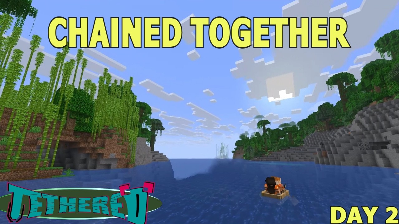 Tethered Day 2 - Minecraft Challenge - Chained Together for 20 Days (Episode 2)