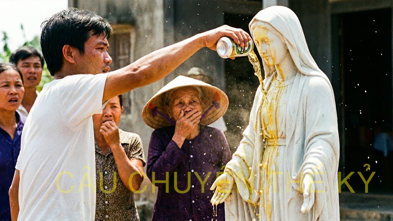 Con Trai Chủ Tịch Xã Đổ Bia Lên Tượng Đức Mẹ Giữa Ban Ngày – Và Điều Xảy Ra Khiến Cả Làng Sốc
