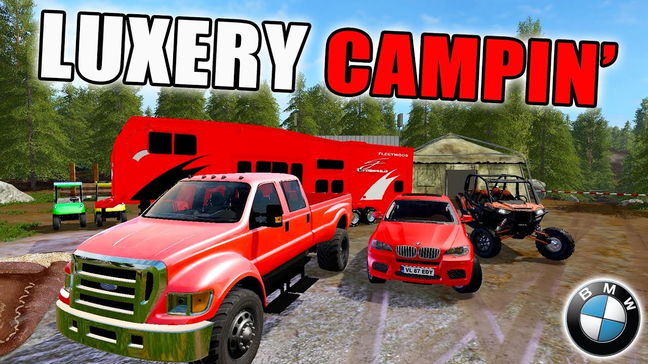CAMPING IN STYLE | TESLA + BMW | LUXURY CAMPING | FARMING SIMULATOR 2017