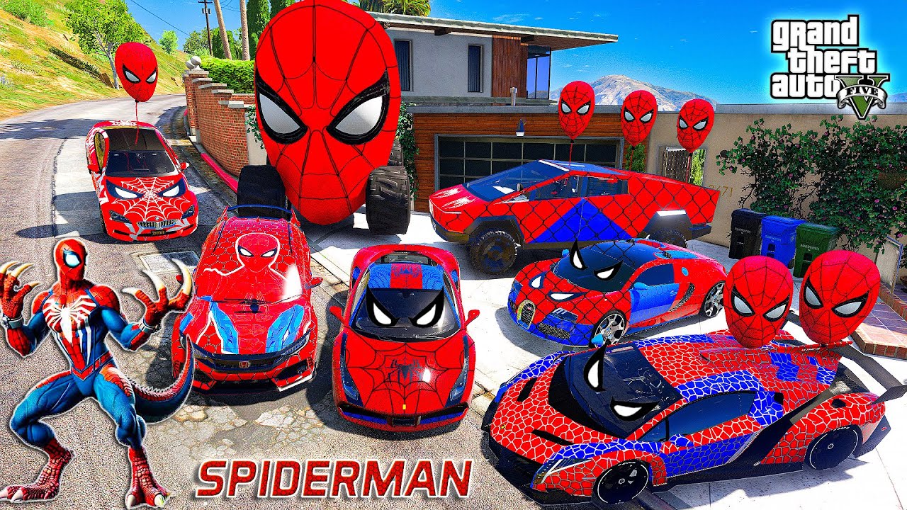 GTA 5 - Stealing SPIDERMAN SUPER CARS with Franklin! | (GTA V Real Life Cars #301)