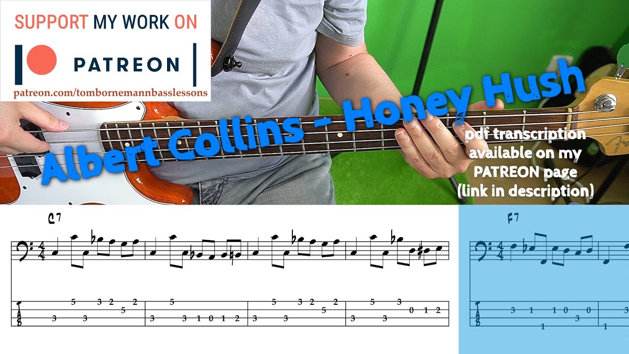 Albert Collins - Honey Hush (Bass cover with tabs)