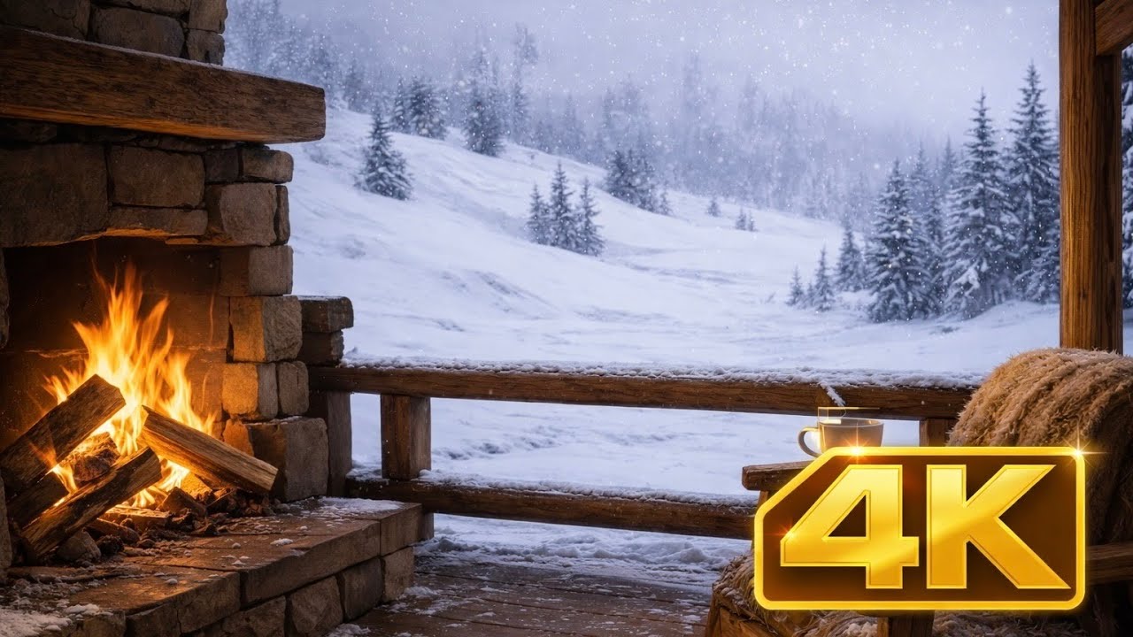 Warm Tea by the Fire – A Quiet Winter Cabin Evening