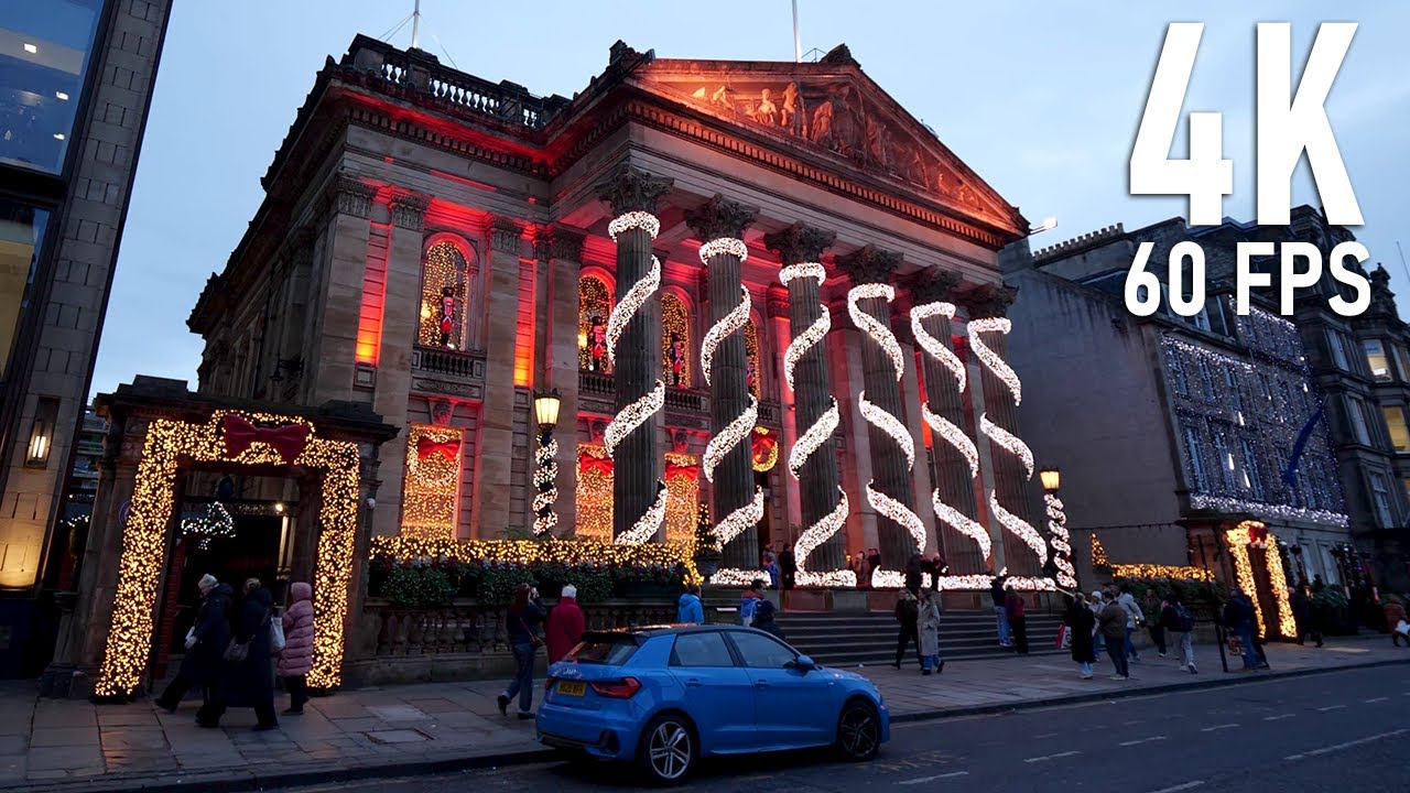 Edinburgh New Town Walking Tour 4K | Winter Lights & Christmas Atmosphere