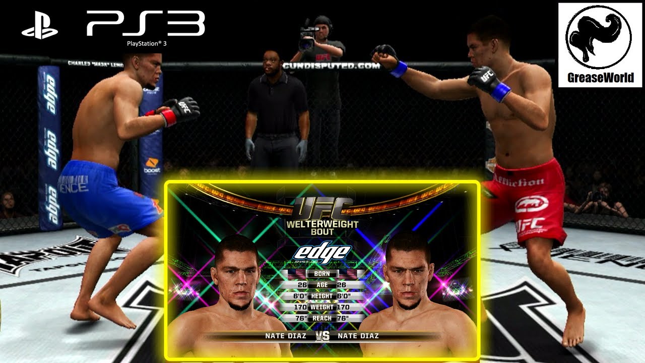 Nate Diaz vs himself UFC undisputed 3 PS3 gameplay
