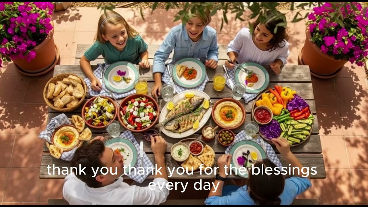 Blessings All Around Me ,From the sky so blue, Sunshine in the morning, And my friends so true.