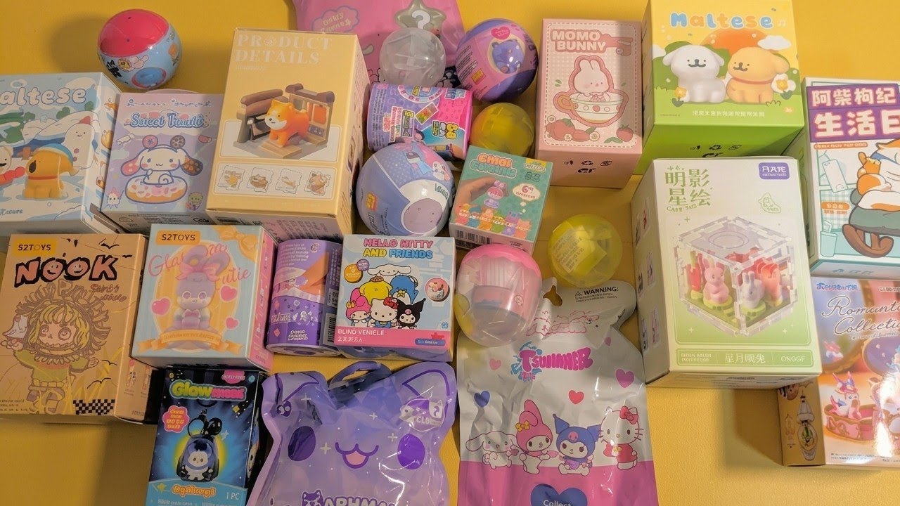 No talking ASMR unboxing 14 minutes 🌈 ✨ Maltese, nook, sanrio, Pokemon, momo bunny, aphmau and more
