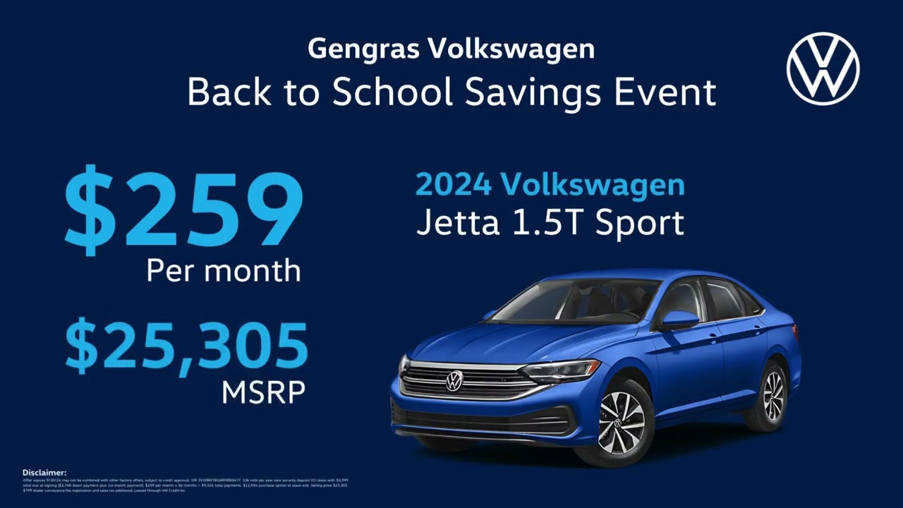 2024 VW Jetta 1.5T Sport | Back to School Lease Deals - Style and Performance Await!