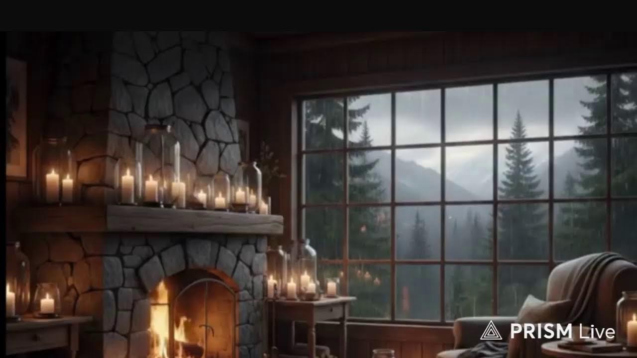 🔥 Cozy Fireplace & Rain Sounds with Relaxing Piano 🎹 | Sleep, Study, Relax | 24/7 Live