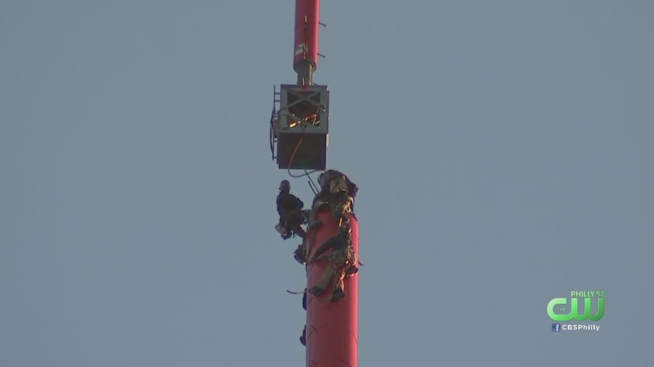 CBS3 Engineering Crews Install New Antennas Atop TV Transmission Tower In Roxborough