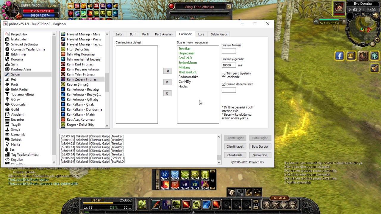 Silkroad Online PhBot Saldırı ve Parti Ayarları