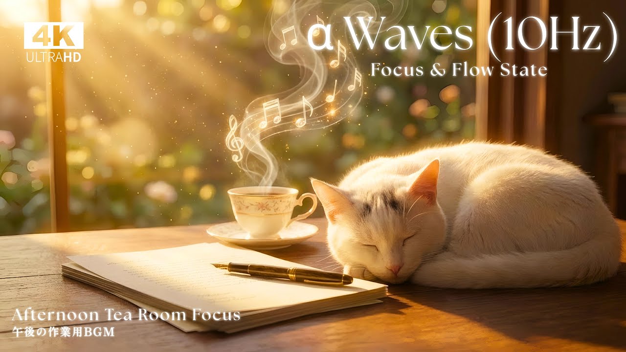 1 Hour Study With Me | Afternoon Tea Room Focus ☕ Vintage Jazz Piano (Alpha Waves) | 作業用BGM・集中力