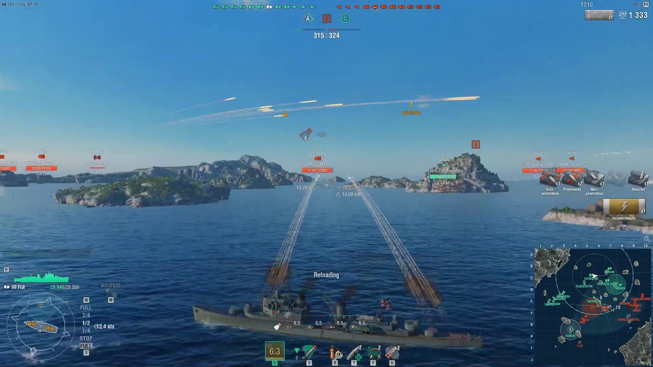 A random battle with my Fiji in World of Warships!