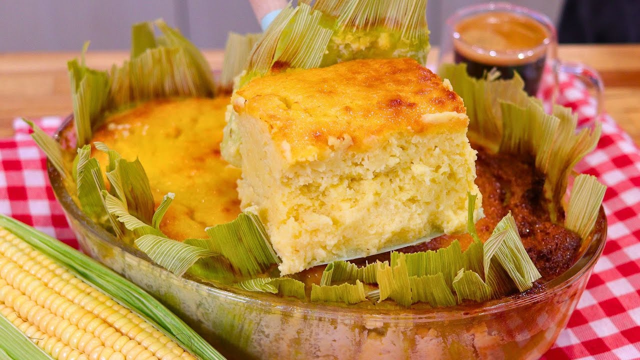 SEM FARINHA OU FUBÁ | BOLO DE MILHO CREMOSO TIPO PAMONHA | BOLO DE MILHO VERDE NA PALHA
