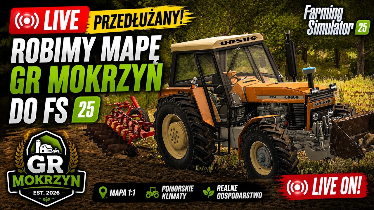 🔴 LIVE | Oficjalna premiera mapy GR Mokrzyn | FS 25🚜🟢1zł=1min🔴LECIMY!🔴🚜LIVE PRZEDŁUŻANY🌾Kuba Games🌾