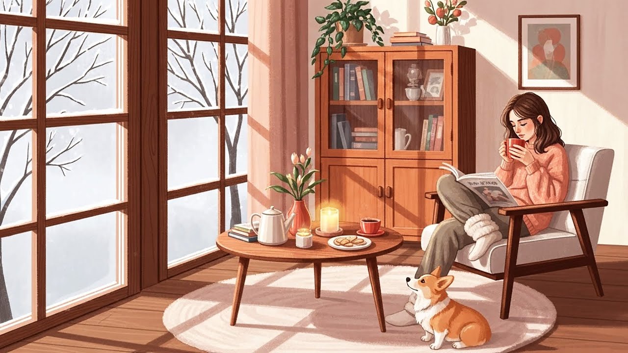 Relaxing Winter Coffee Lofi ☕❄️ | Calm Home Vibes, Reading & Soft Chill Music