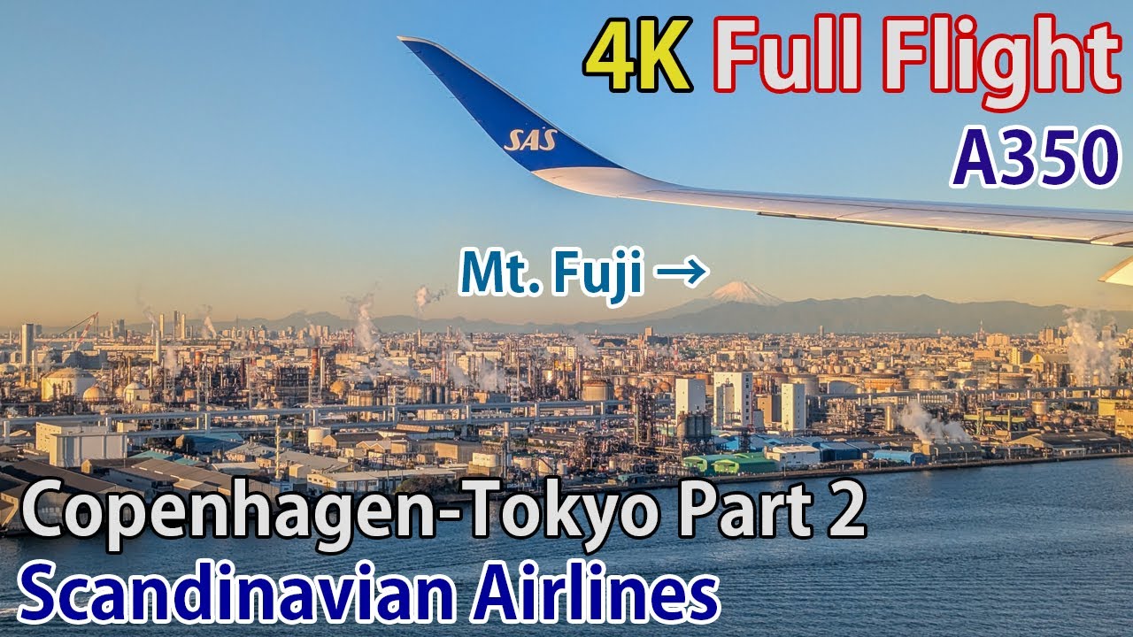 Full flight video, Copenhagen to Tokyo (Haneda), A350, Scandinavian Airlines, Part 2 [4K]