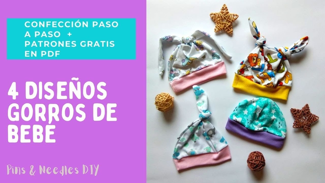 Gorritos de bebé con retazos de tela  - 4 modelos con patrones gratis!!! Super fácil y práctico