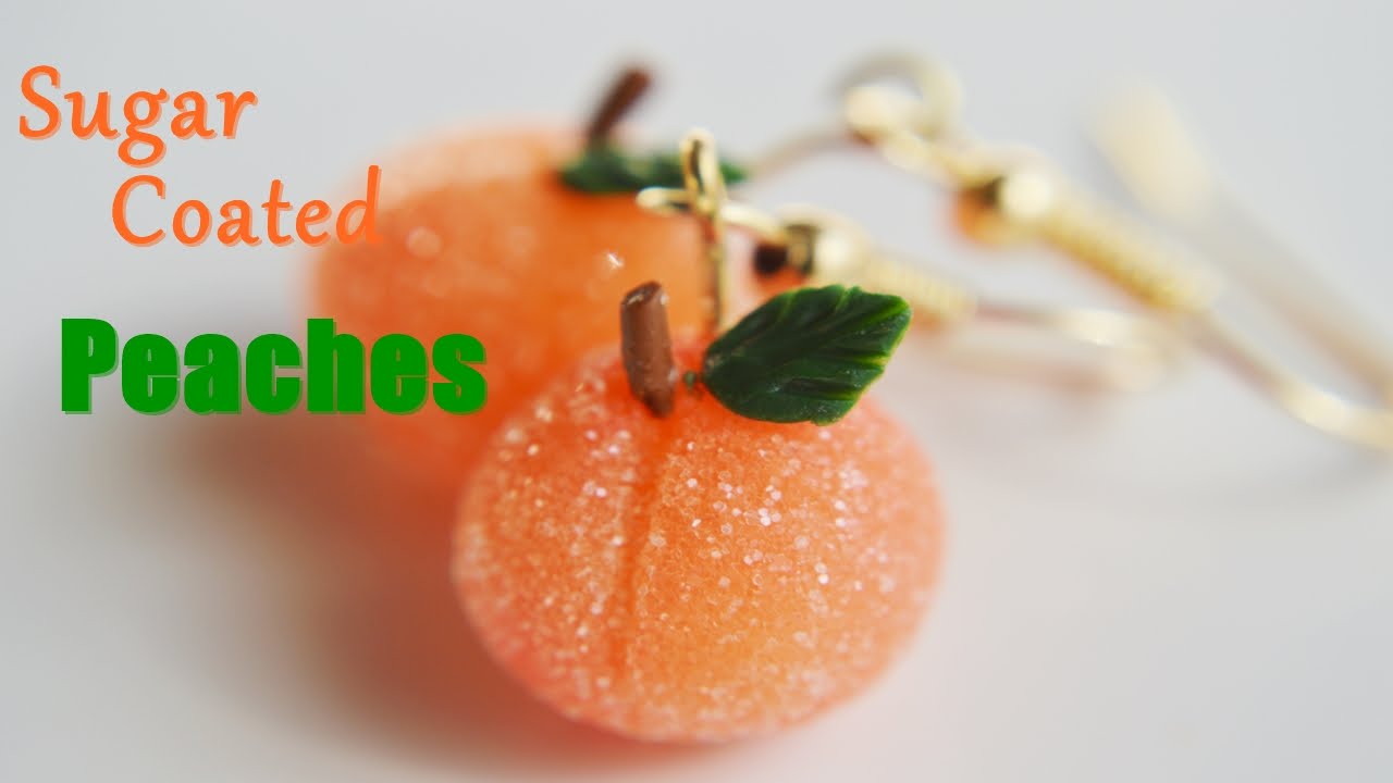 Polymer clay sugar coated Georgia peach earrings tutorial - DIY food jewelry