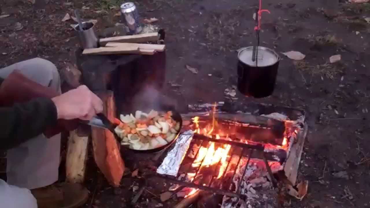 Camp cooking in the Pathfinder Pot and a carbon steel pan