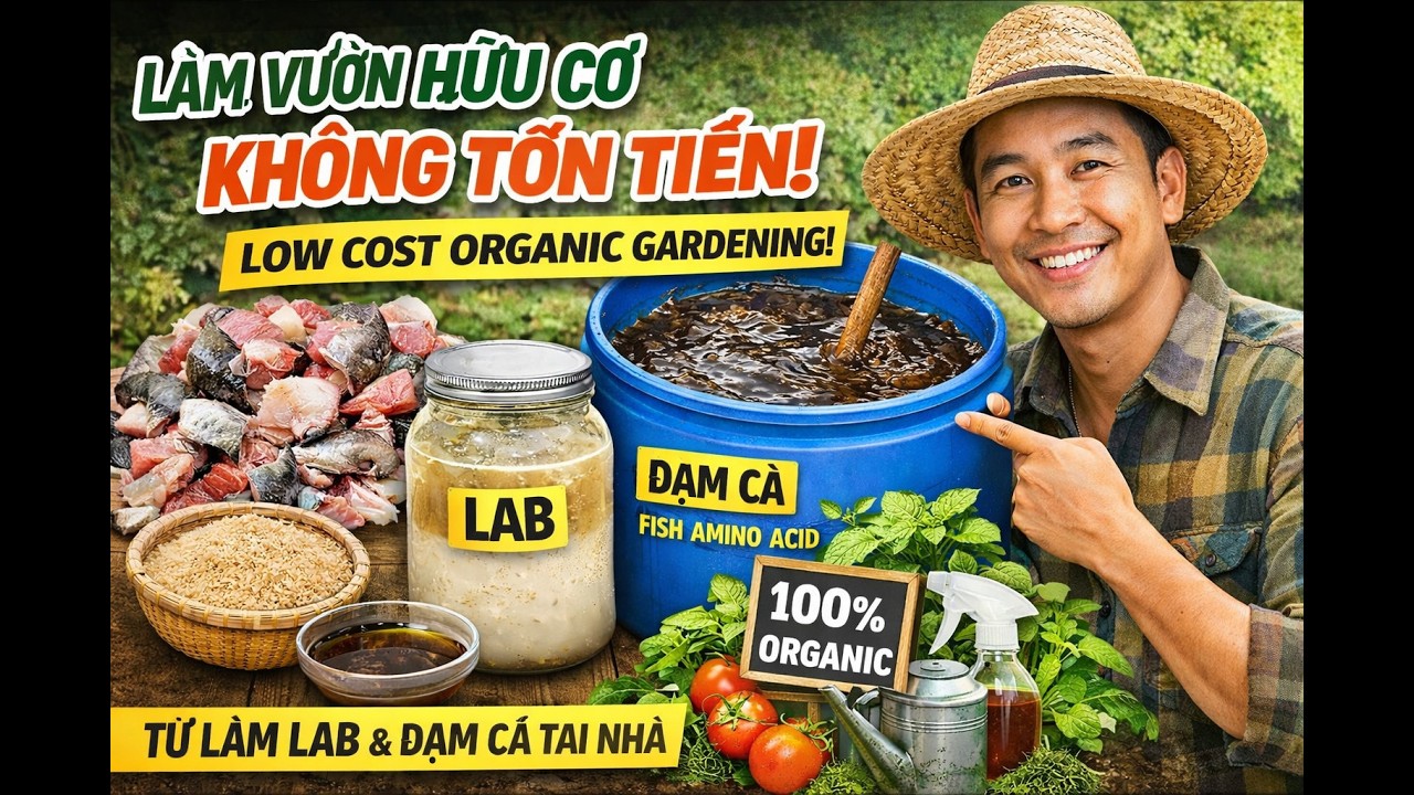 Làm Vườn Hữu Cơ Không Tốn Tiền | Tự Tạo LAB Và Axit Amin Cá Tại Nhà