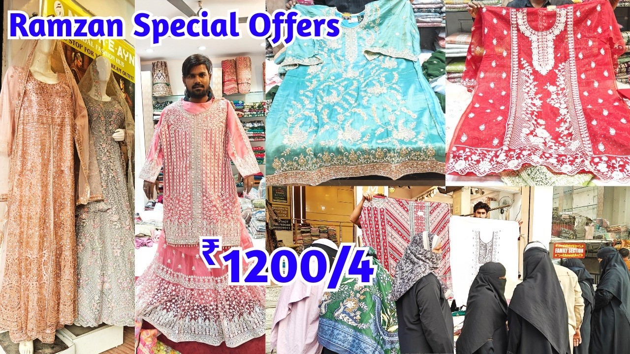 Ramzan Special Sale ₹ 1200/4 Pakistani Suits Gharara Plazzo Lehenga Long Gowns Tolichowki Hyderabad