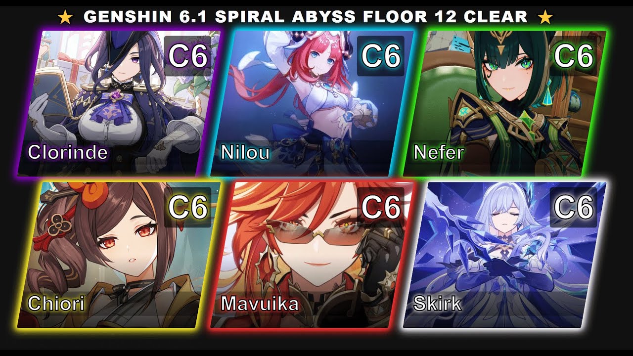 Genshin Impact 6.1 | Spiral Abyss | C6 Nefer x C6 Waifus | Multi Team Clear Showcase