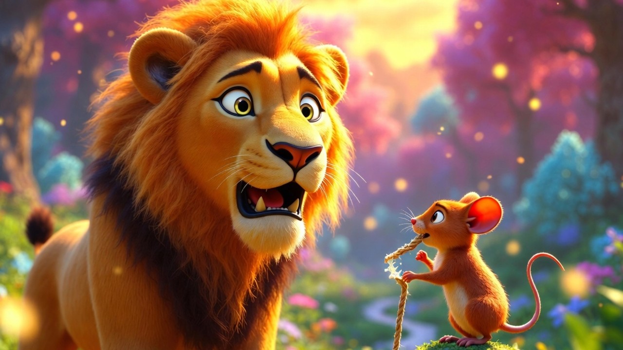 El León y el Ratón 🦁🐭 Cuento Infantil con Moraleja | Dibujos Animados en Español