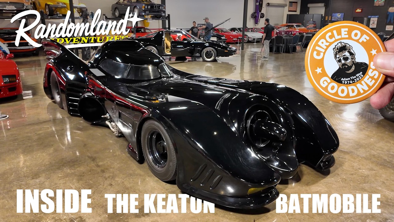 Inside the screen-used Keaton BATMOBILE, KITT, and Free Adam the Woo pins
