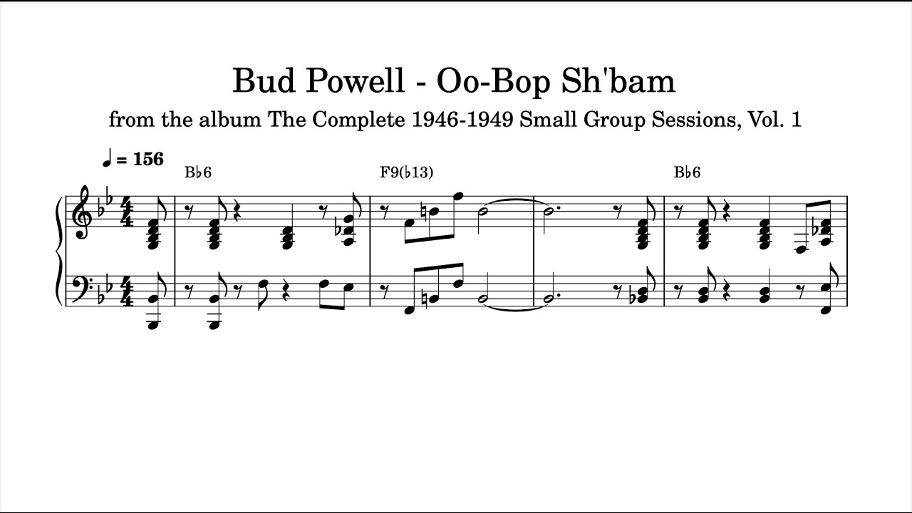Bud Powell - Oo-Bop Sh'bam (1946) - Piano Transcription