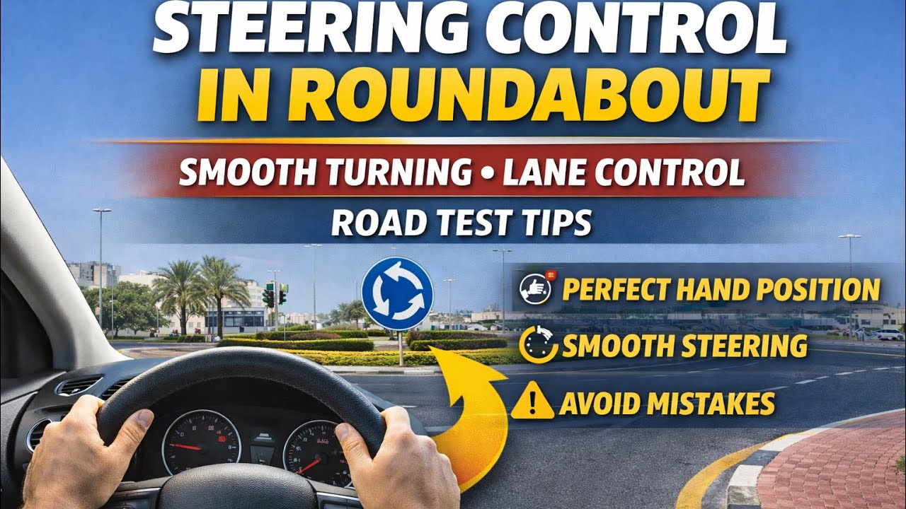 Steering Control in Roundabout Qatar 2025 | Smooth Turning, Lane Control & Road Test Tips
