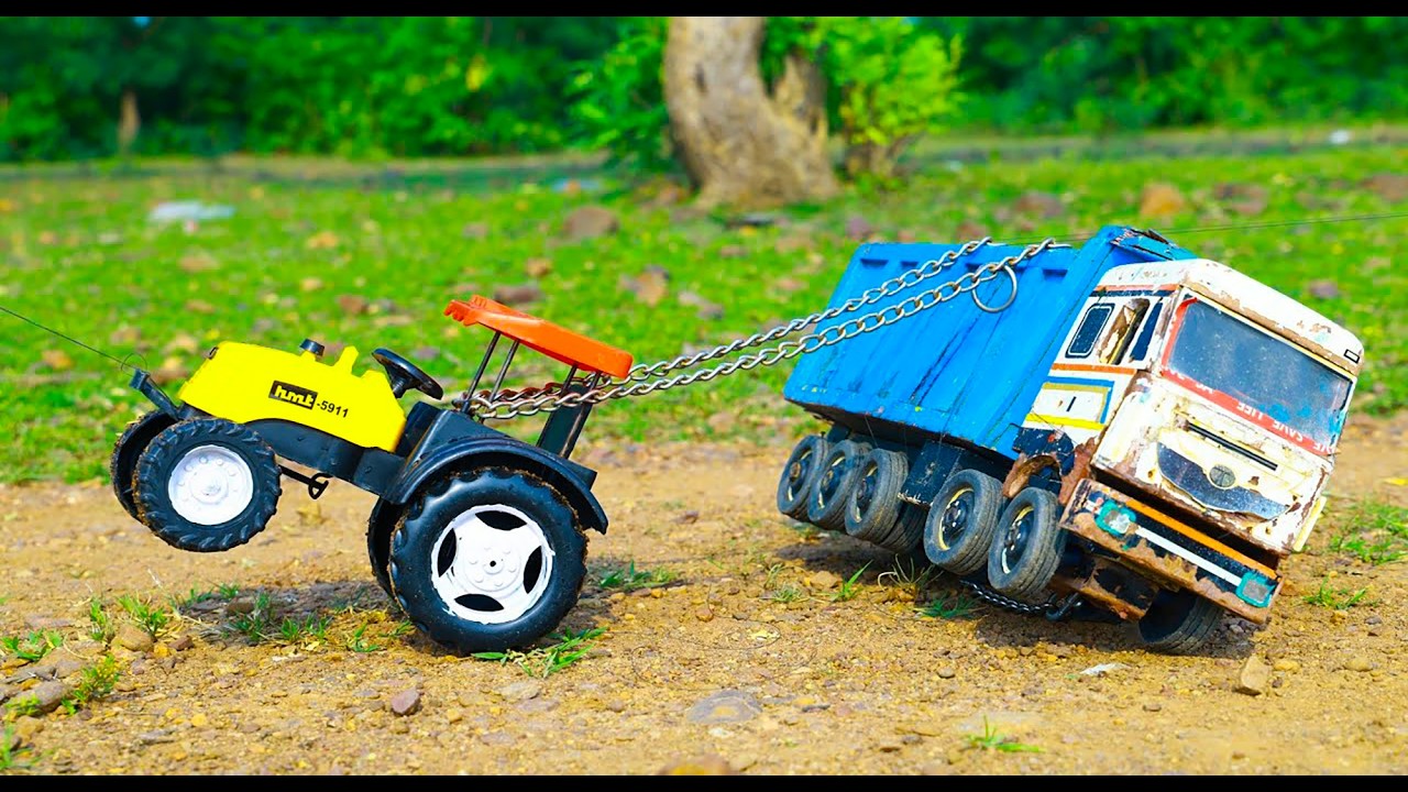 JCB 5CX Fully Loading TATA Truck accident Mud 3 Mahindra Tractor Pickup | Tractor Cartoon | AR toys
