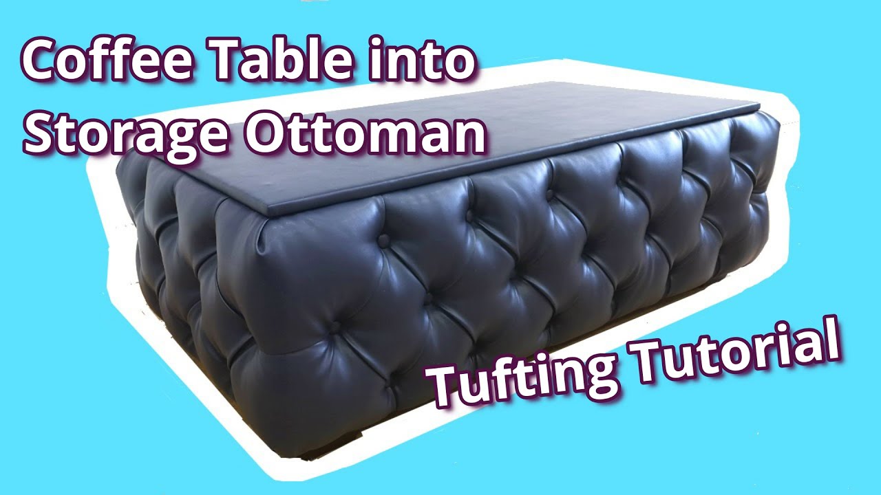 DIY TUFTED STORAGE OTTOMAN | COFFEE TABLE MADE INTO STORAGE OTTOMAN | FaceliftInteriors