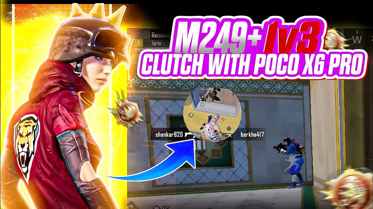 Poco x6 Pro Bgmi Clutch Gameplay With 1v3 moment 🫡