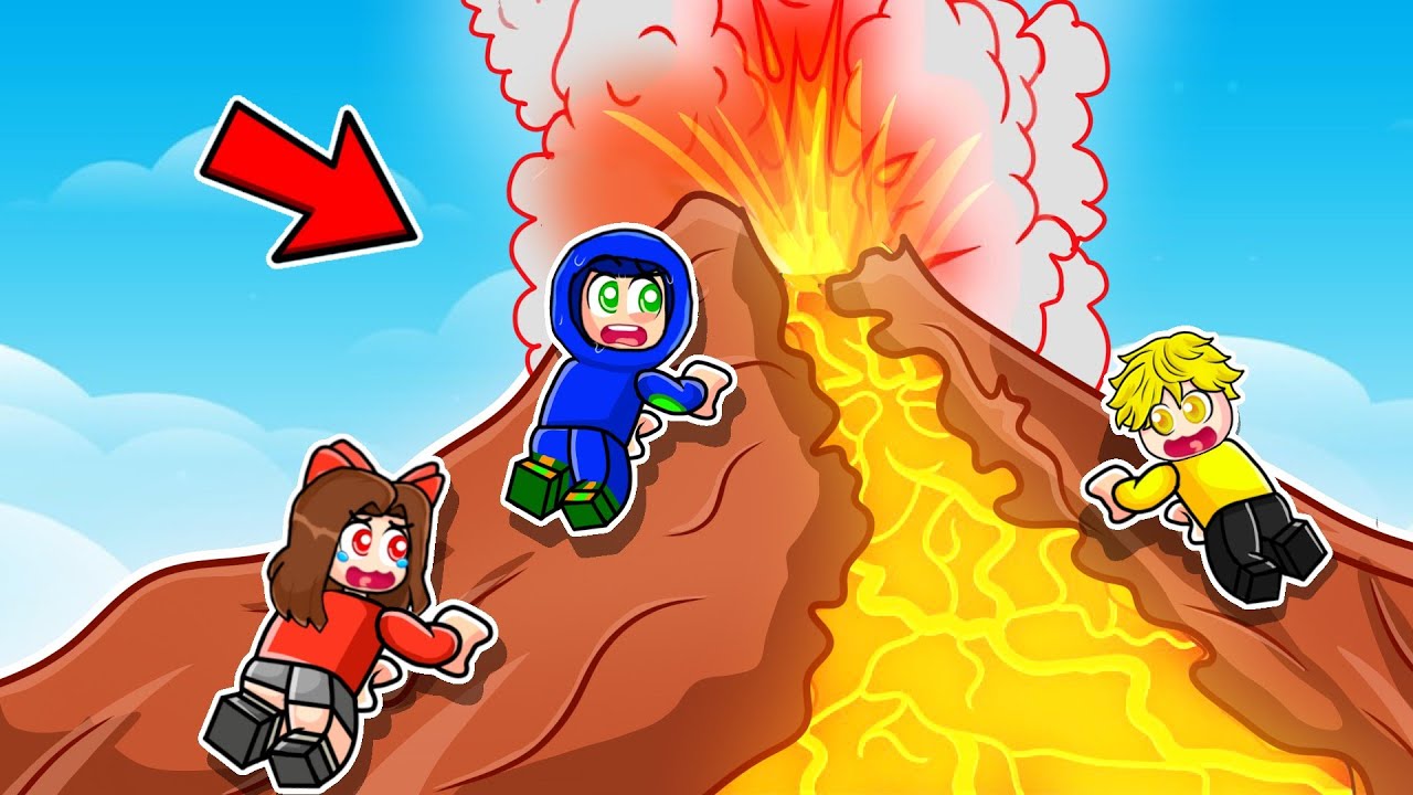 I Climbed the TALLEST Volcano in Roblox With Sister...