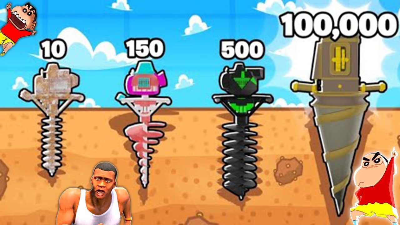 NOOB vs PRO vs HACKER in DRILL DIGGING SIMULATOR with SHINCHAN and CHOP