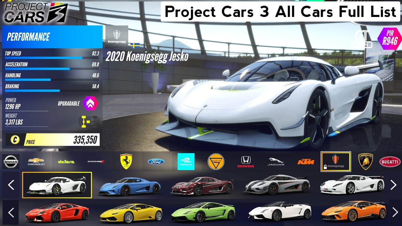 Project Cars 3 All Cars - Full Car List With Brands & Manufacturer