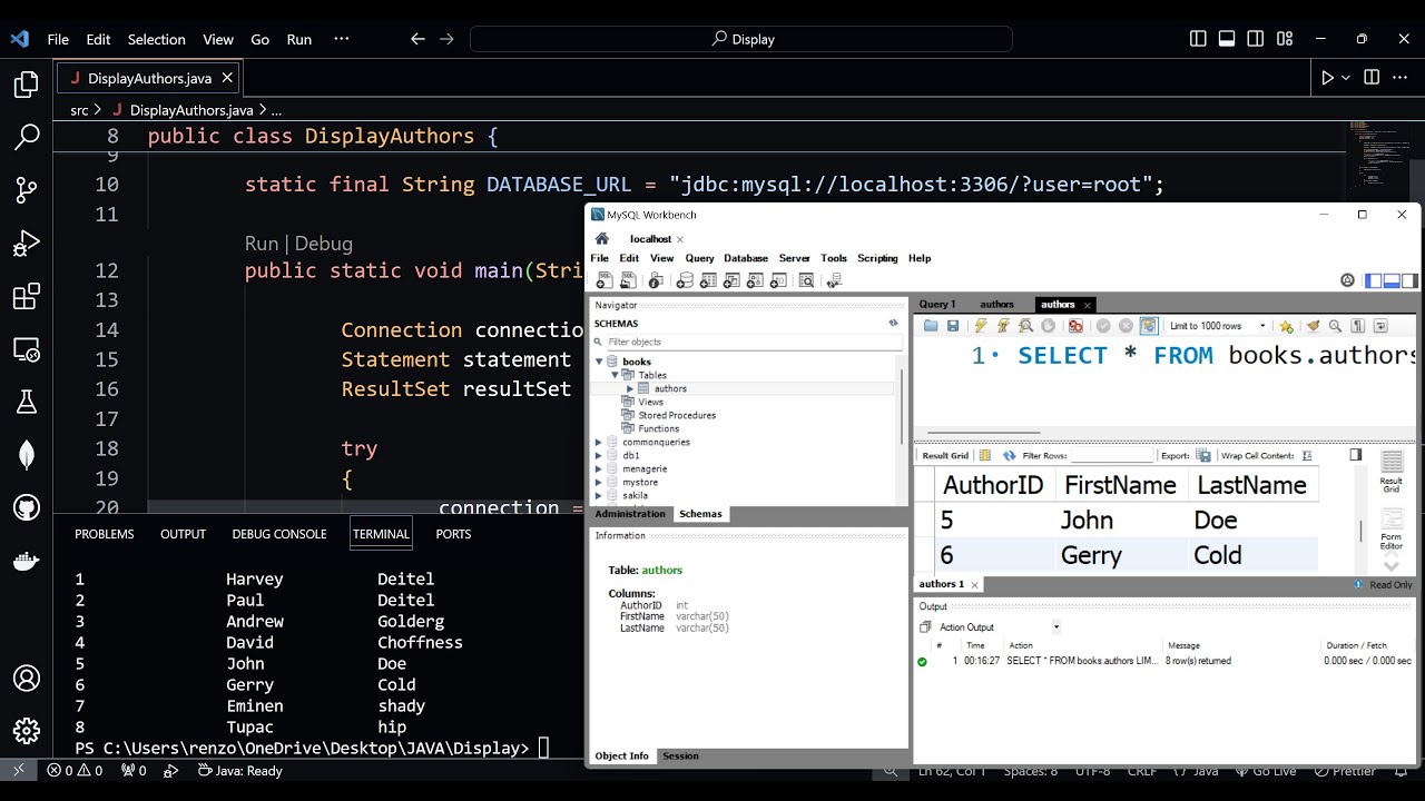 Connecting to and Querying a Database using JDBC - Java