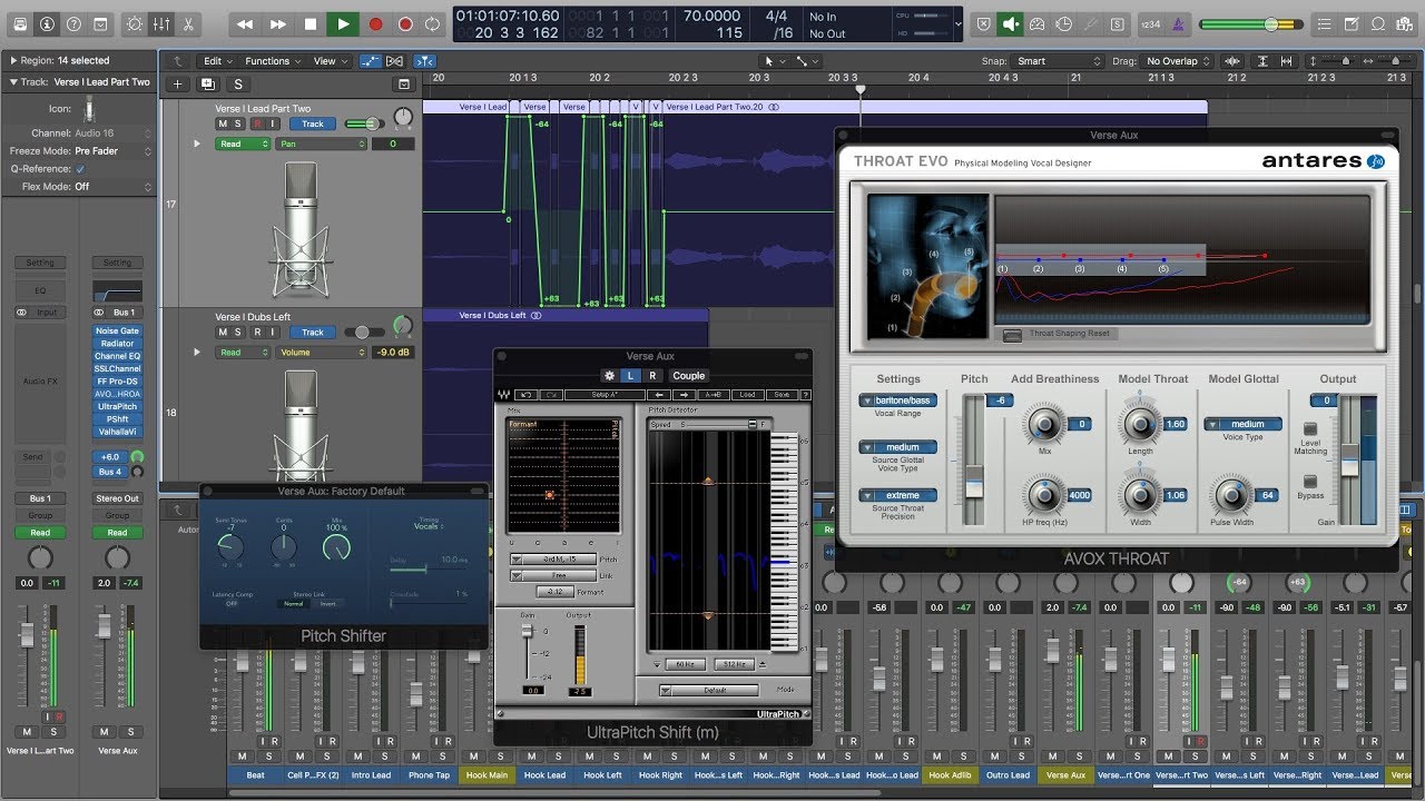 Сведение обработанного и скрученного вокала