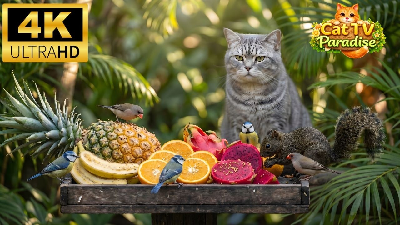 👉 Cat TV для кошек 😺 | Голодные птицы и белки едят 🐤🐿️ Природа 4K